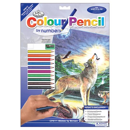 Royal &#x26; Langnickel&#xAE; Wolves by the Stream Colour Pencil&#x2122; by Number Kit
